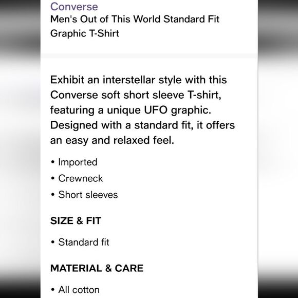Converse Out Of This World S/S Crewneck T-Shirt - Picture 8 of 10